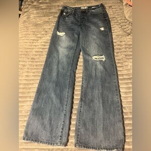 KanCan Distressed Flare Jeans in Blue